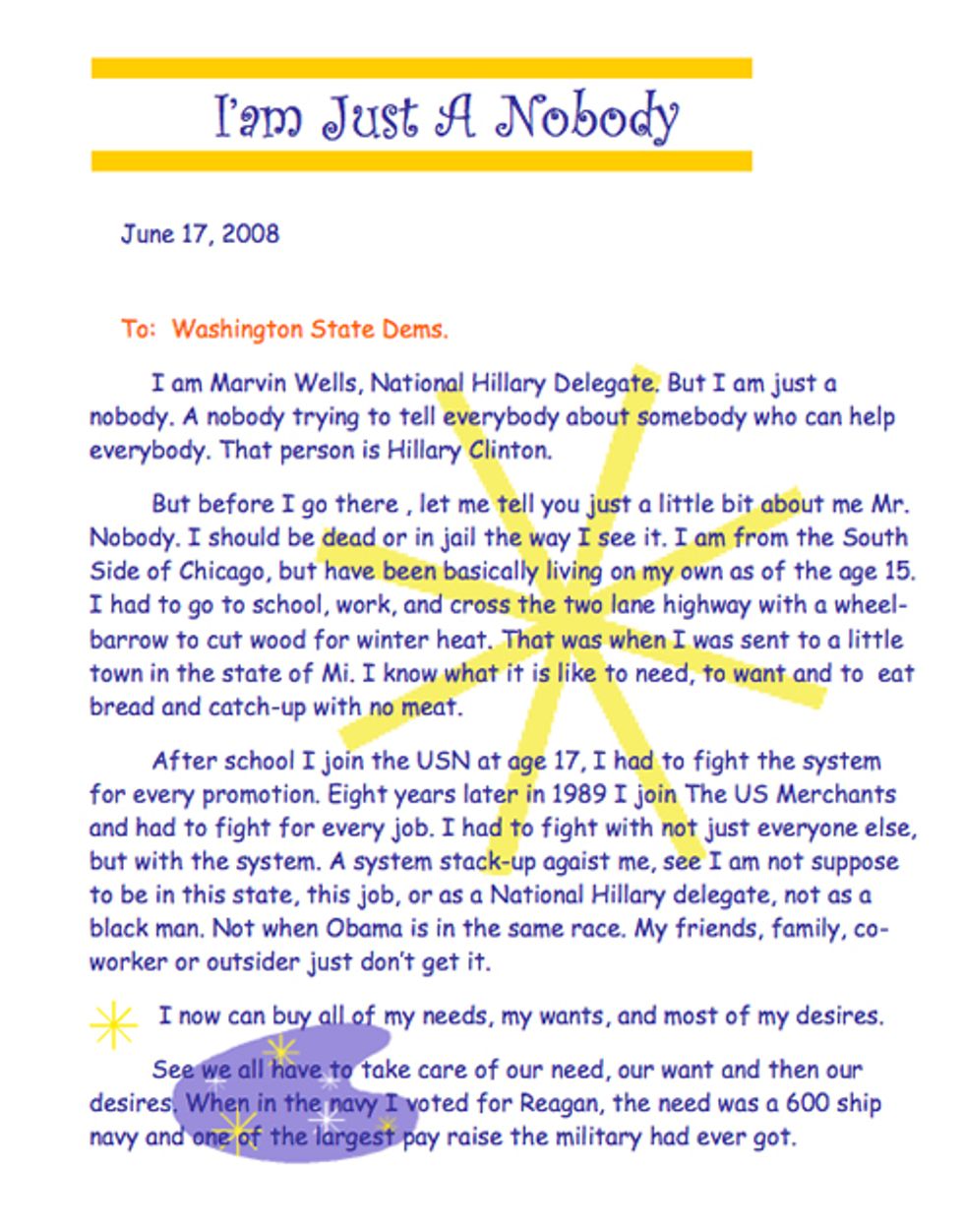 Dejected Clinton Delegate Expresses Sadness With Pretty Letterhead