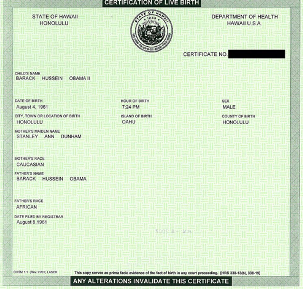 Obama's Birth Certificate Claims He Was 'Born' At Some Point