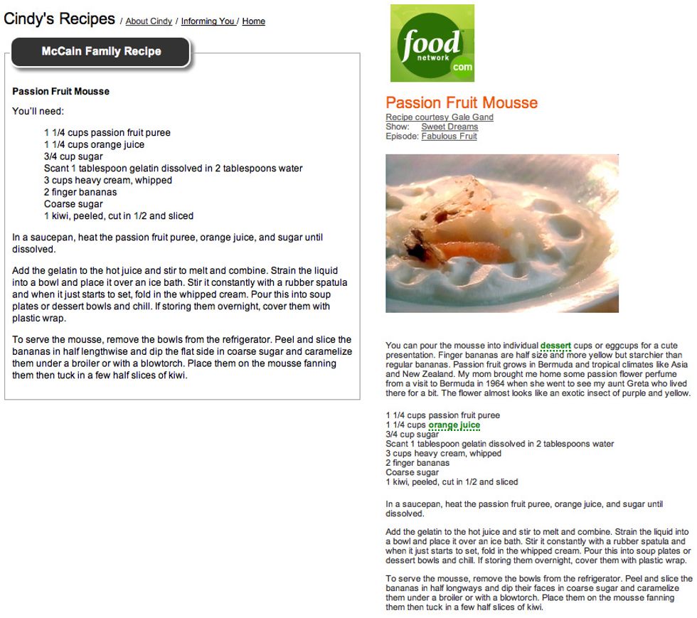 Cindy McCain Also Steals Recipes