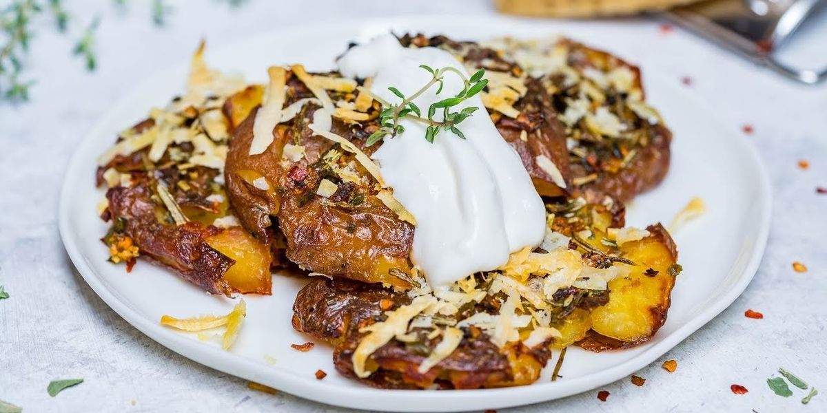 Roasted Smashed Potatoes With Garlic And Parmesan