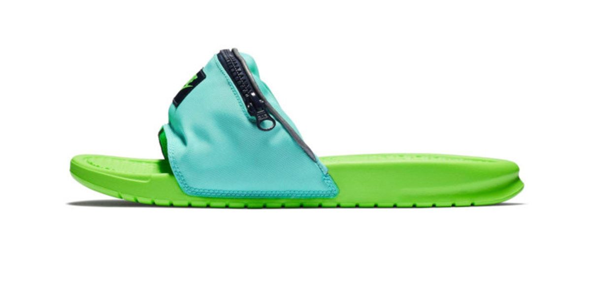 nike fanny pack slides green