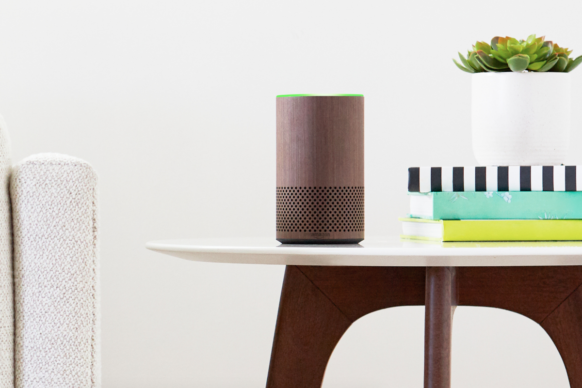 a photo of a smart speaker on a table