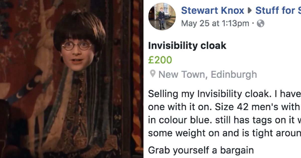 Man's Facebook Post Selling an Invisibility Cloak Goes Viral for Exactly the Reason You Think 😂