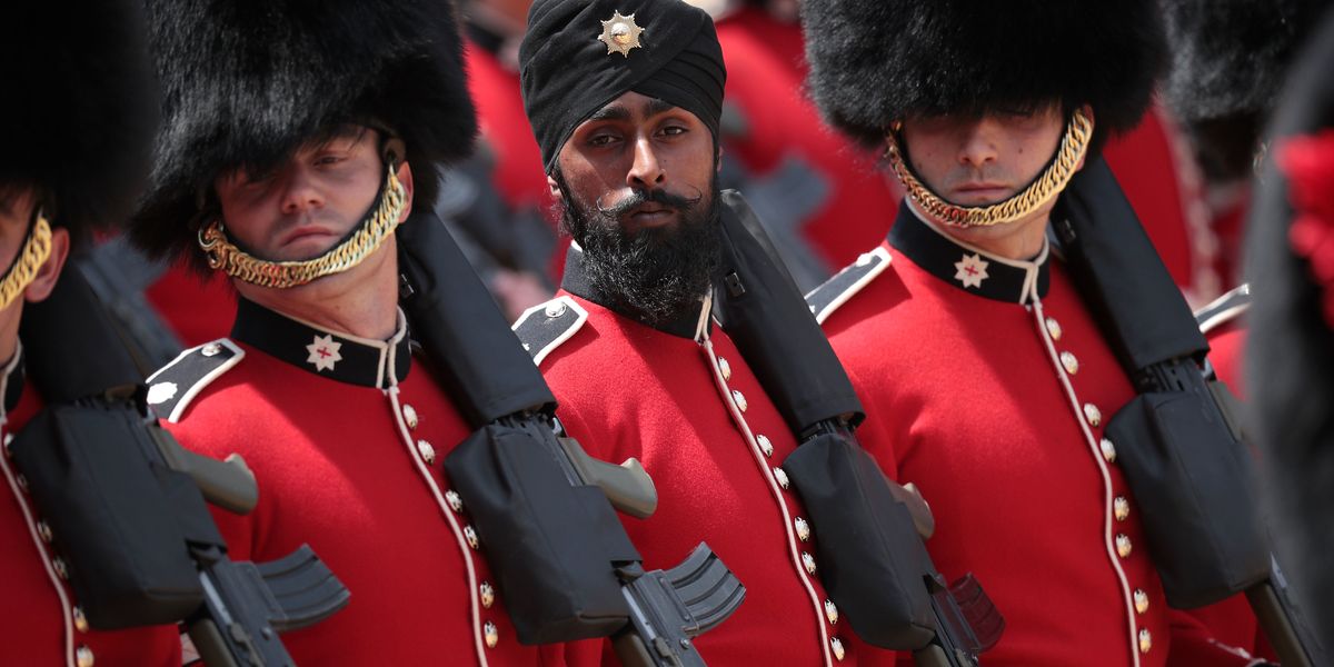 Sikh Guardsman Marches in a Turban for the Queen's Birthday Parade