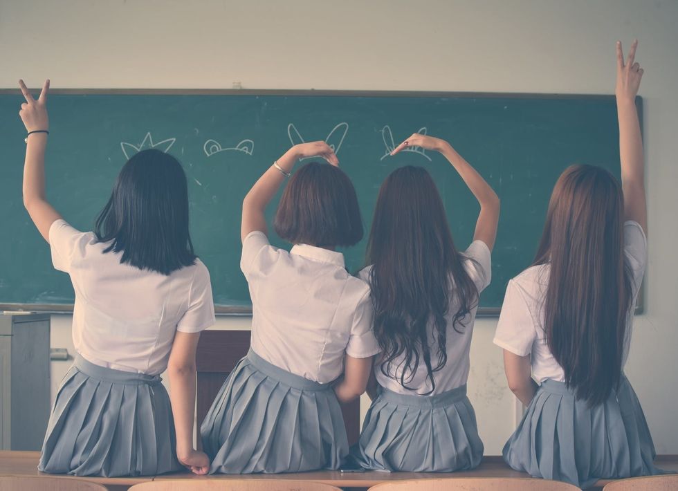 four, girls, in, private, school