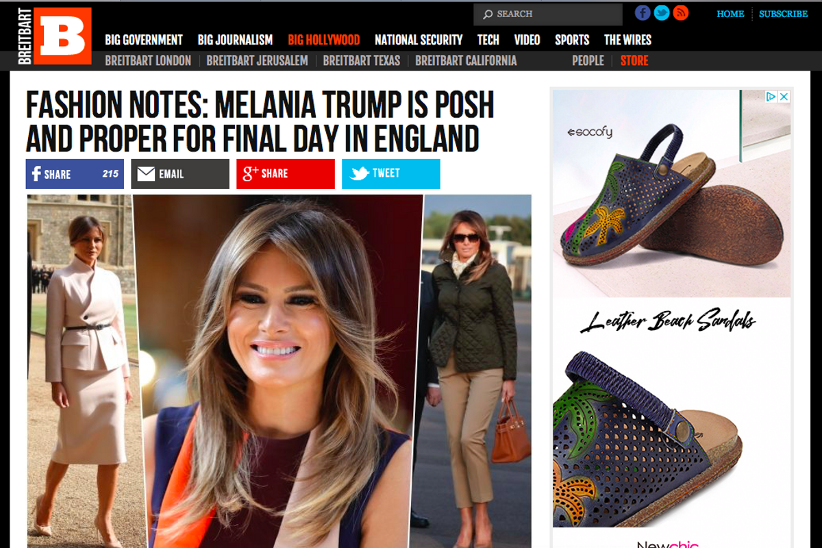Can We Talk About The Utter Sadness Of Breitbart's Melania Fashion Coverage?