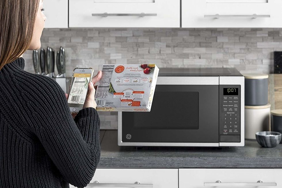 Picture of GE Smart Microwave on a kitchen counter