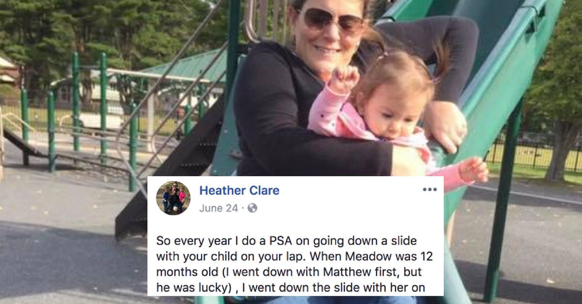 Woman Shares Freaky Picture As PSA About The Dangers Of Going Down A Slide With Your Child