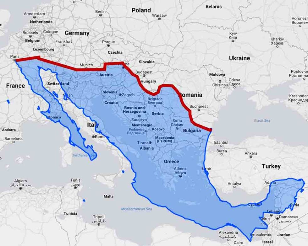Us Mexico Border Wall Would Divide Europe In Half Big Think
