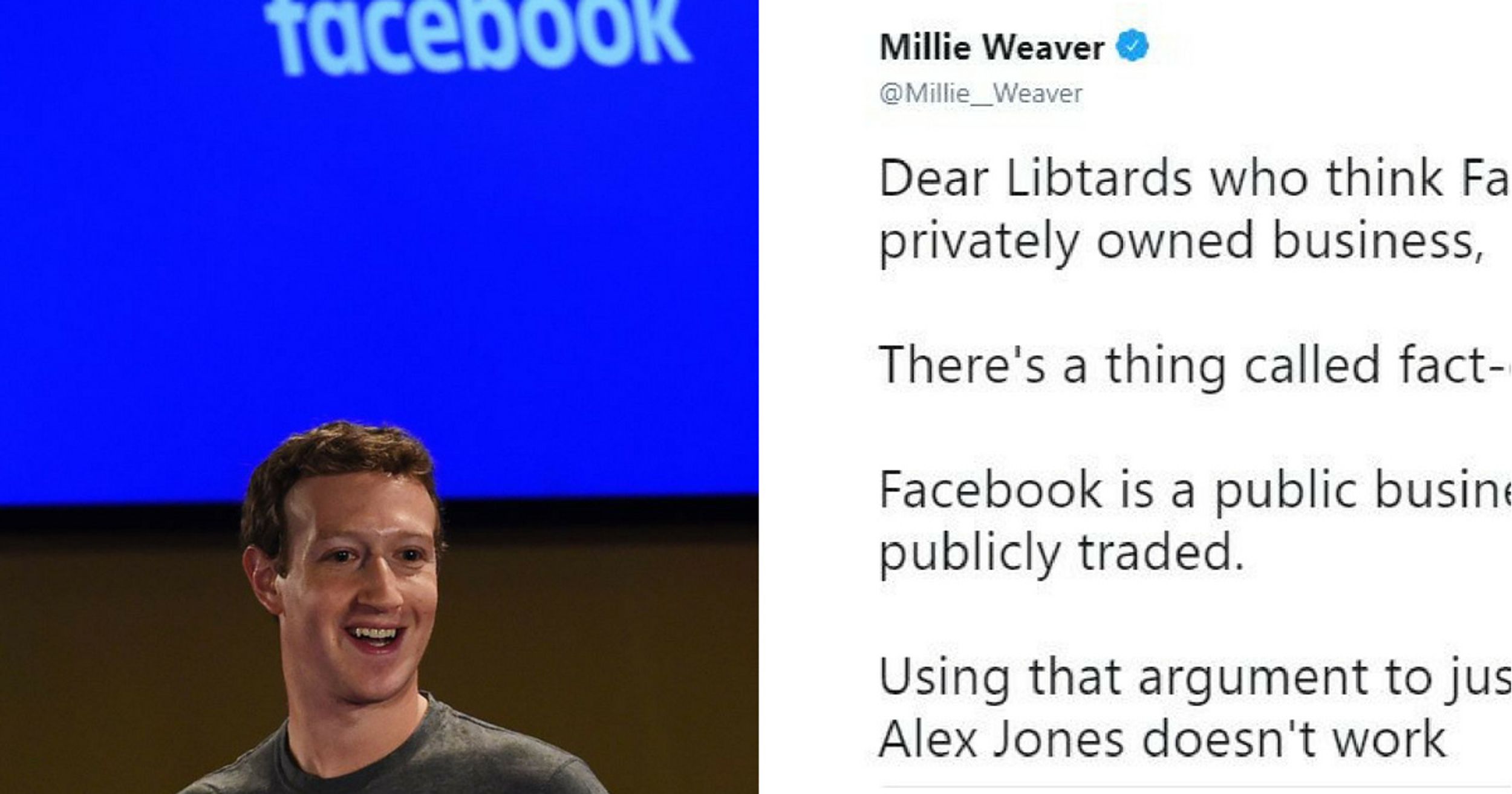 Infowars Reporter Claims Facebook Isn't Privately Owned In Mind-Numbing Tweet—And Twitter Eats Her Alive For It