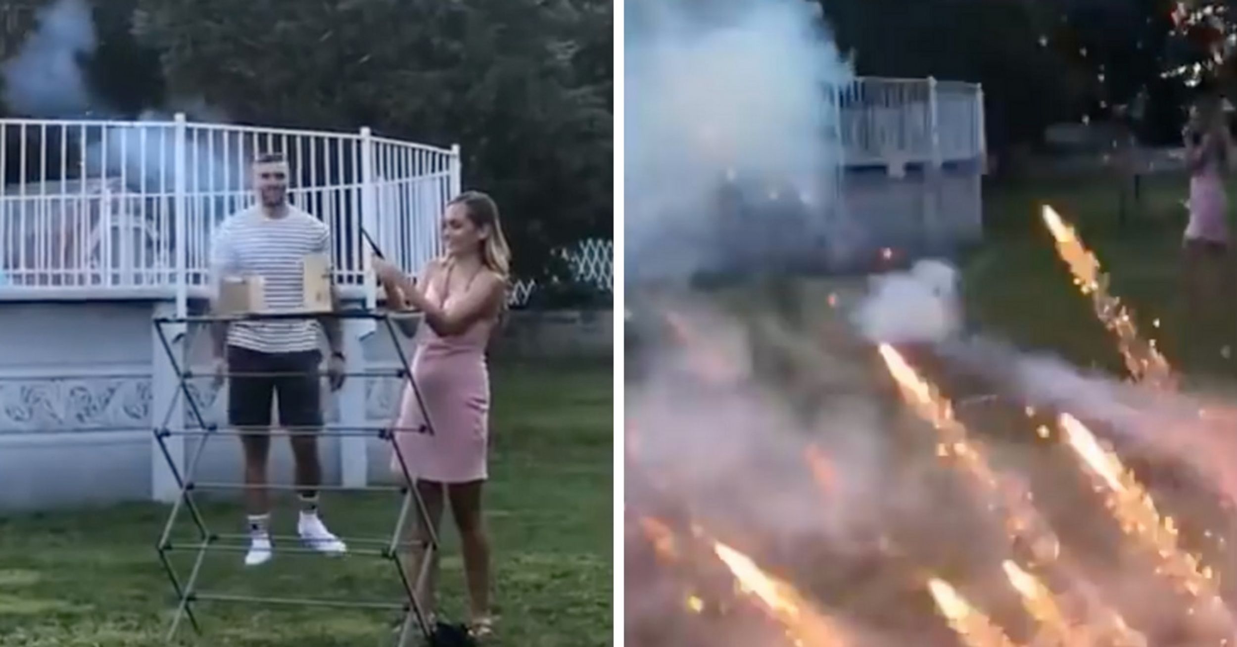 Couple's Fireworks Display For Gender Reveal Party Sends Guests Scrambling 😮