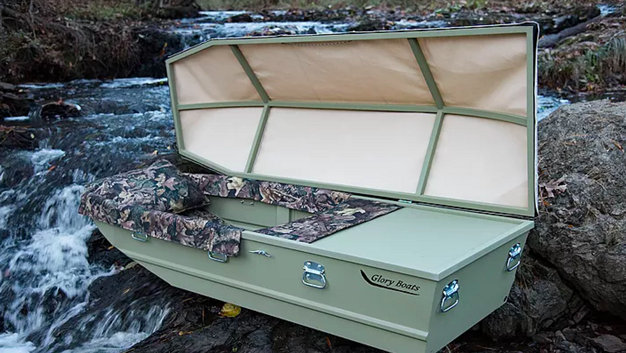 An Arkansas company makes caskets that are shaped like fishing boats