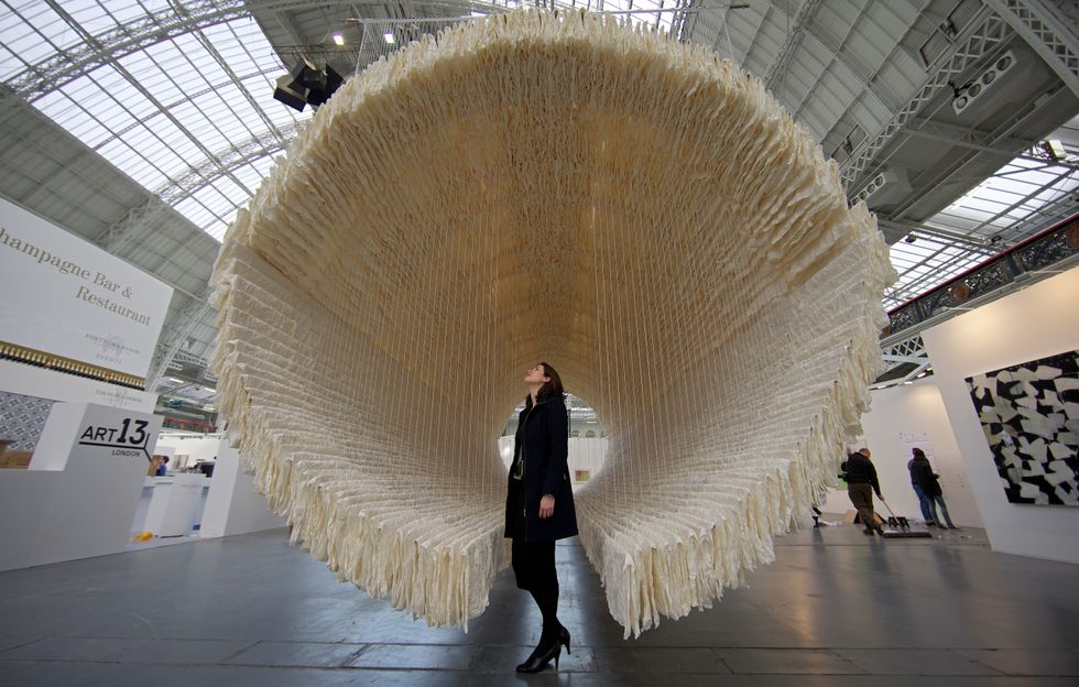 Woman at an art show.