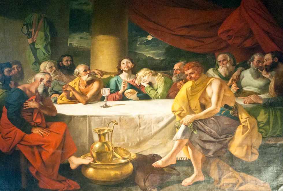 Schwiki. St. John's Church mural of the last supper. Wikipedia Commons.