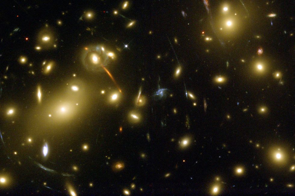 Galaxies and galaxy clusters.
