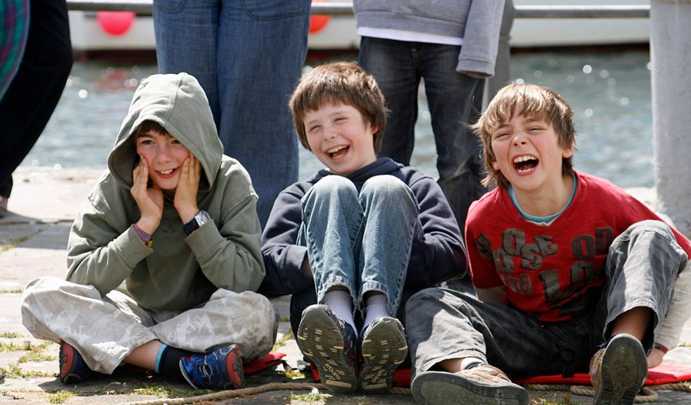 Boys laughing.