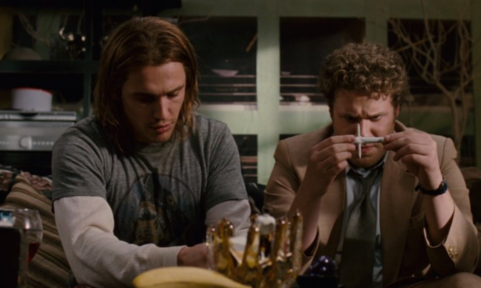 Seth Rogan and James Franco smoking the "apex of joint engineering" in Pineapple Express, Sony Pictures, 2008