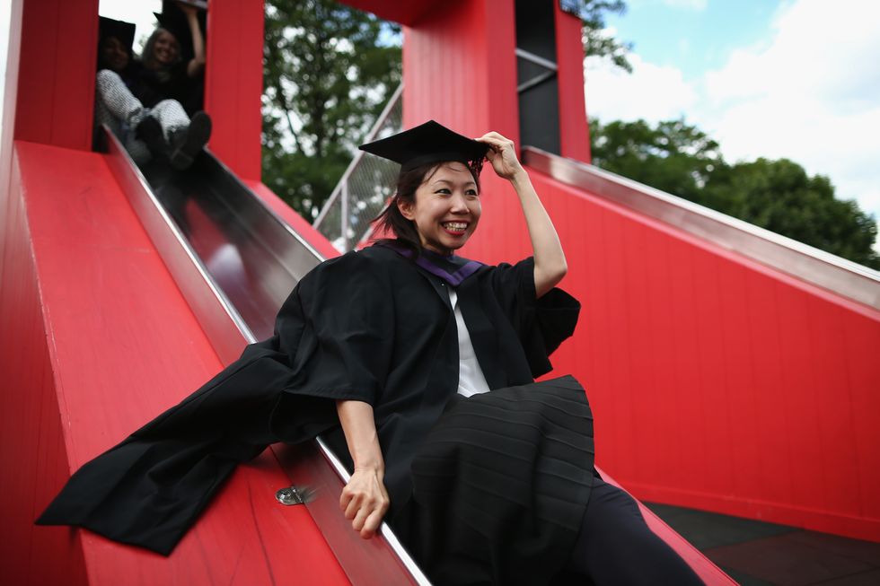 Those earning graduate degrees at their graduation ceremony.