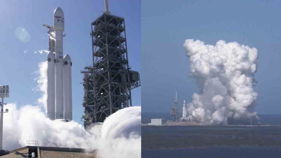 Static test of SpaceX's Falcon Heavy rocket, January 25, 2018. (Elon Musk/Twitter)
