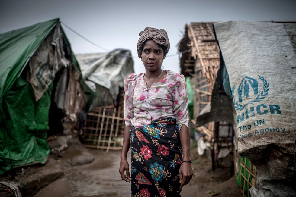 Woman in a refugee camp.