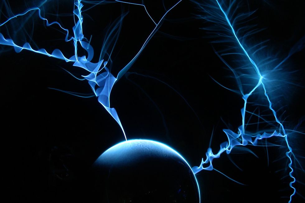 An atom and electricity.