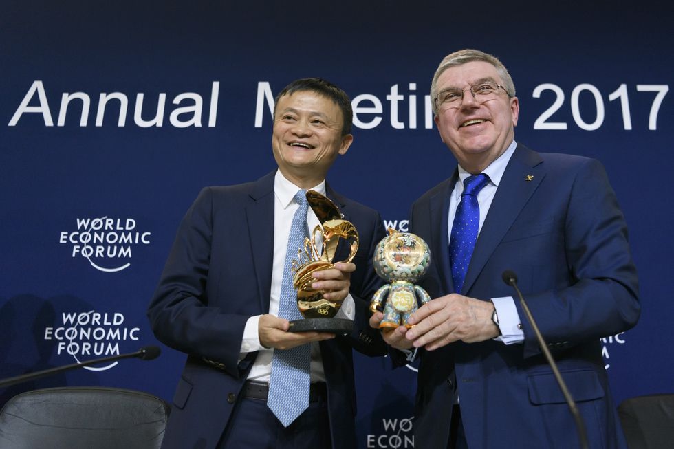Alibaba founder Jack Ma and IOC President Thomas Bach at the World Economic Forum in Davos, Switzerland.