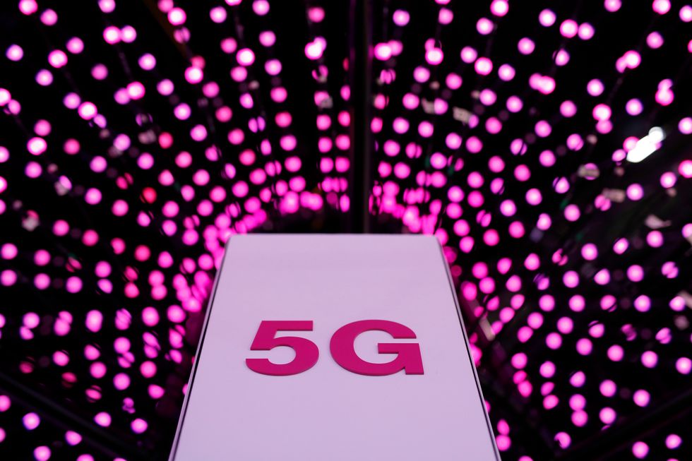 5G sign at the Mobile World Congress, Barcelona.