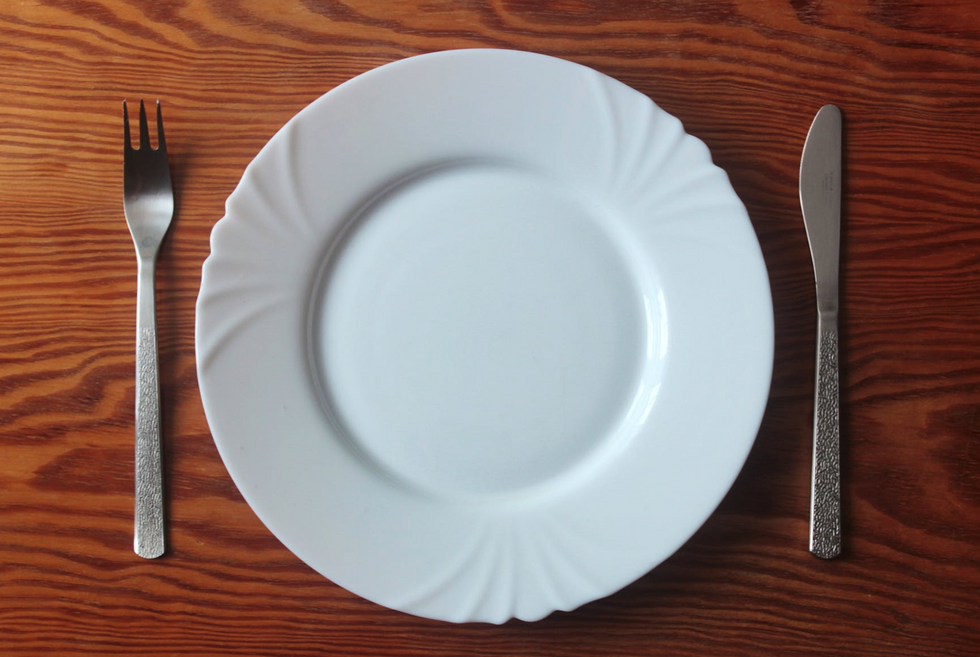 empty plate knife fork plate wooden table