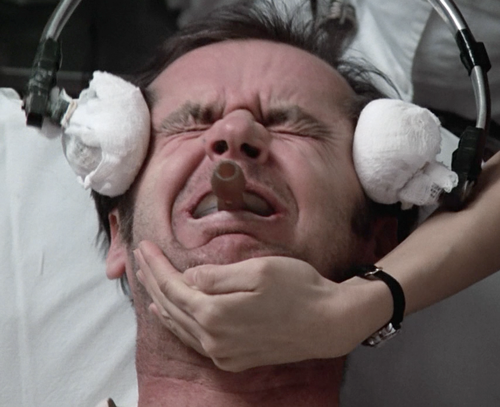 Jack Nicholson as McMurphy in the movie One Flew Over the Cuckoo’s Nest.