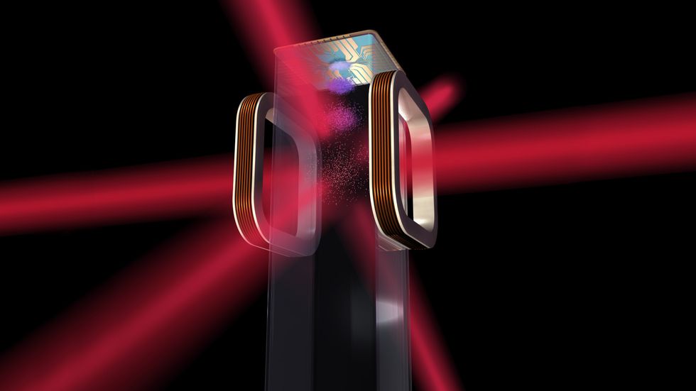 Artist’s concept of an atom chip for use by NASA’s Cold Atom Laboratory (CAL) aboard the International Space Station. (Credit: NASA)