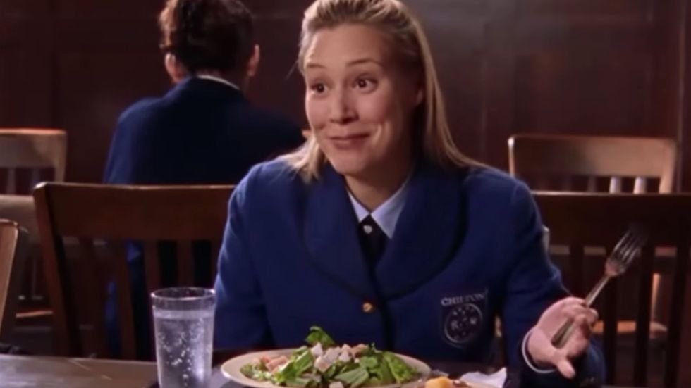 Paris Geller at a school lunch table in "Gilmore Girls"