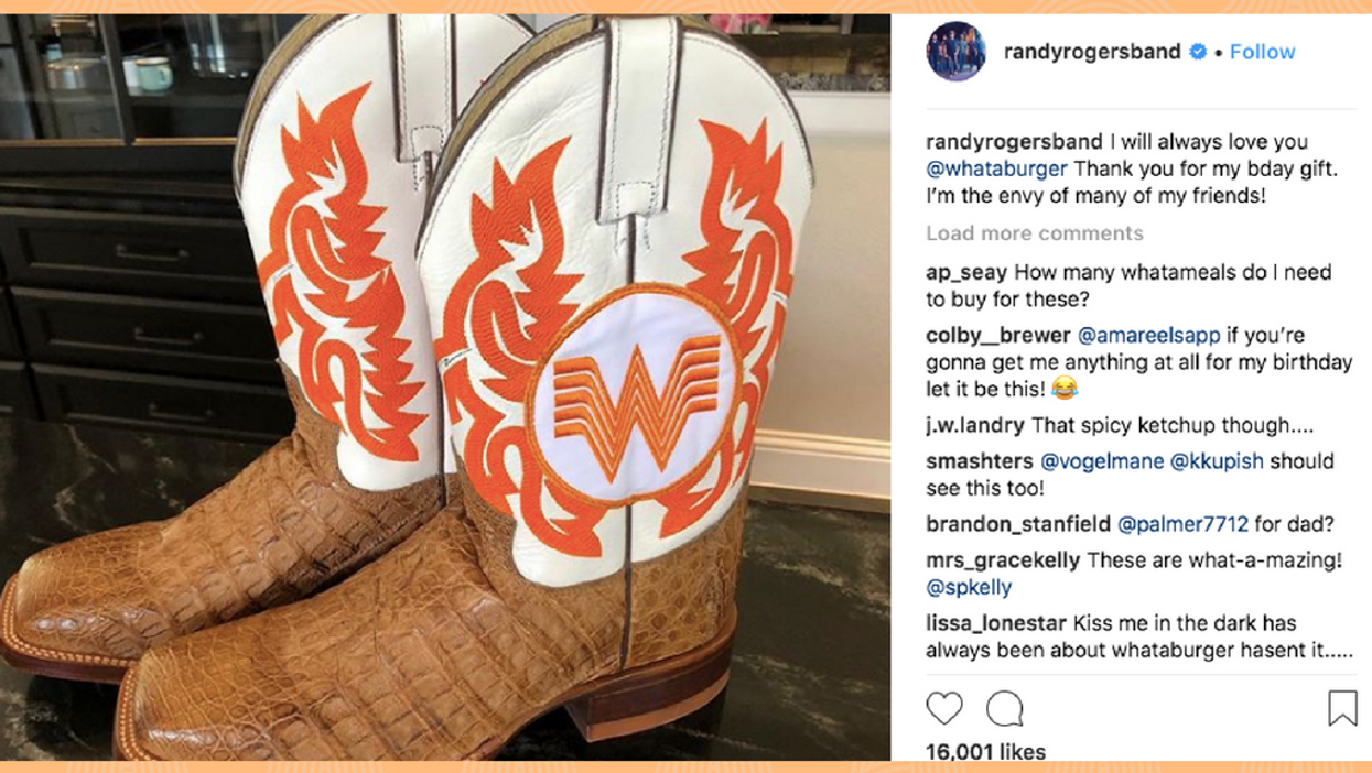 Randy Rogers has Whataburger boots, and we want some too