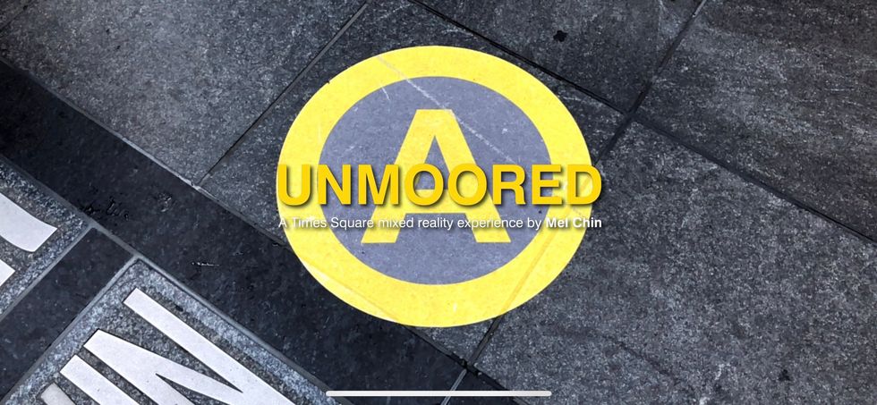 Unmoored logo on the street of NYC.