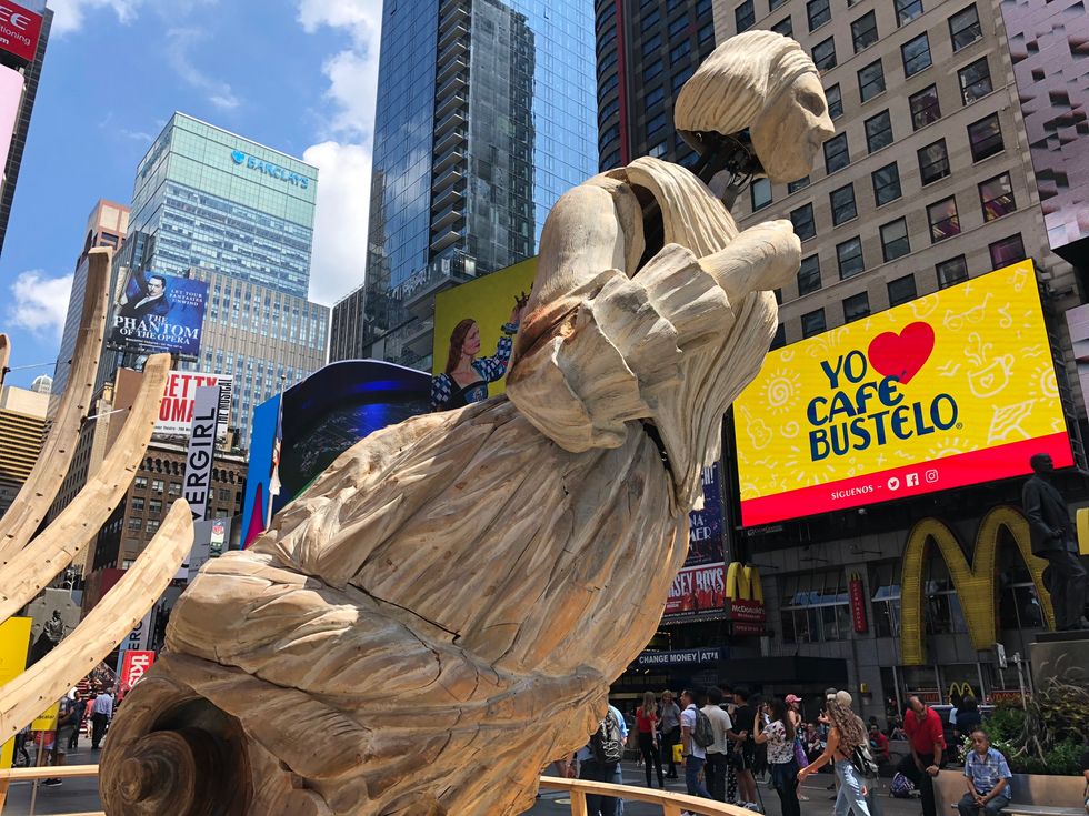 A sculpture installations that works with AR app by Unmoored.