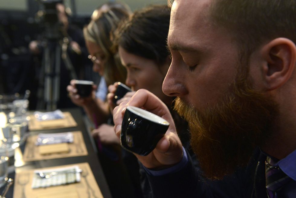 People drinking espresso.