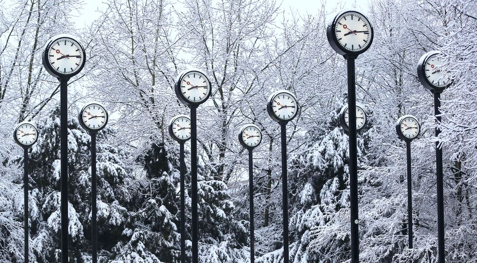Snow on clocks