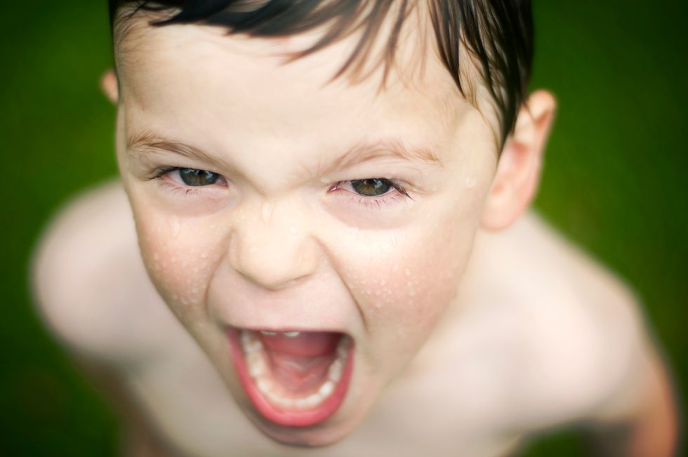 A child having a temper tantrum.