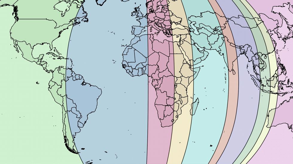 Earth Divided in Ten Zones of Equal Population