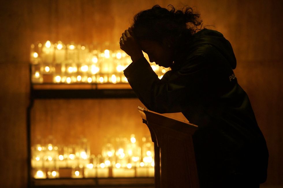 a praying woman