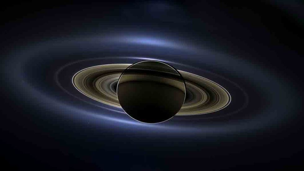 Saturn backlit by Cassini telescope