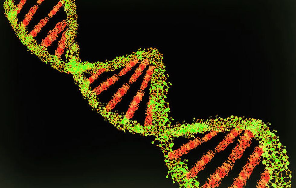 DNA with fiery colors.