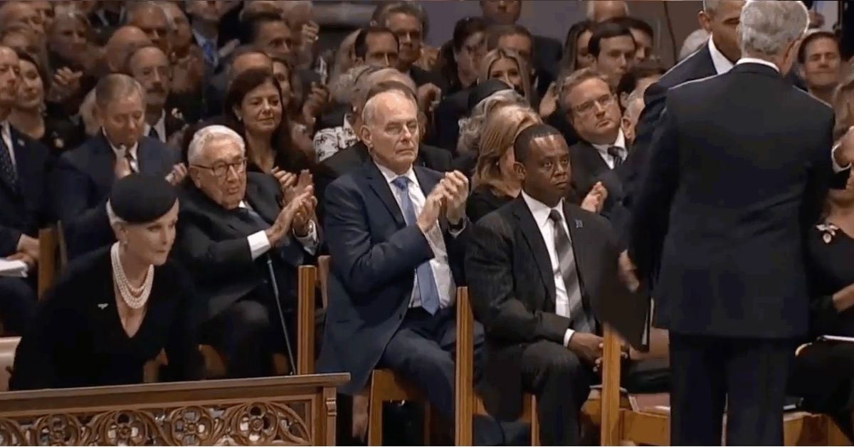 Cameras Caught George W. Bush Smacking Barack Obama On The Butt With A Binder During McCain's Funeral ðŸ˜‚