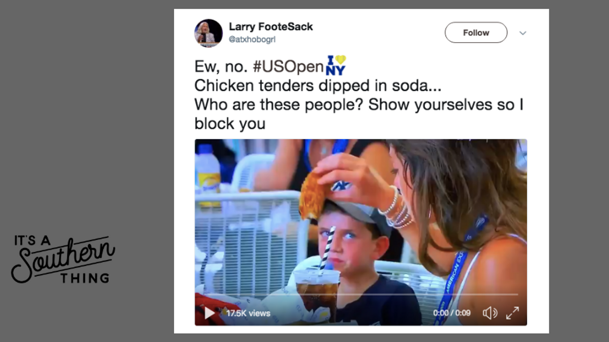 A woman at the U.S. Open dipped her chicken tender in her soda, and we're all still very confused
