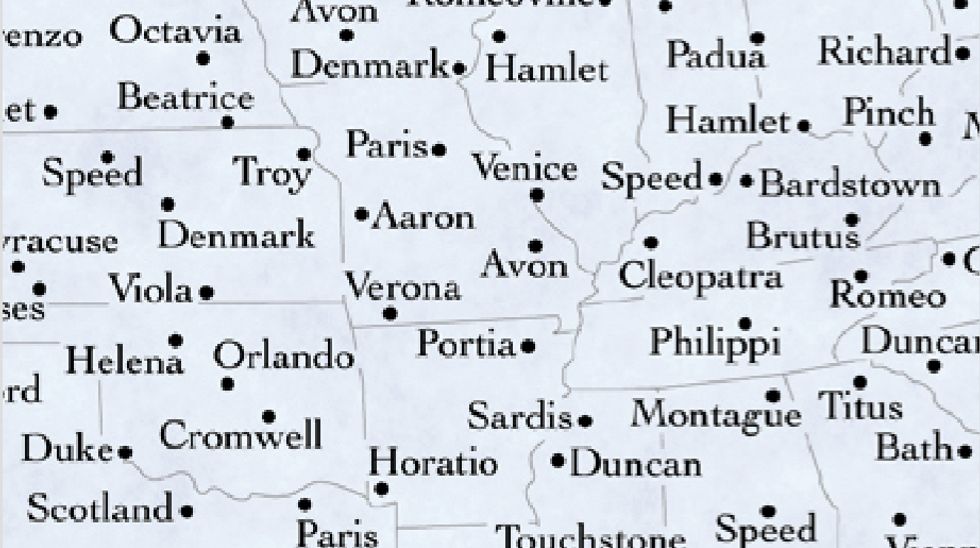 A Map of America's Shakespeare Towns