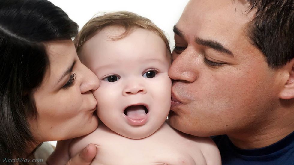 Parents with a baby.