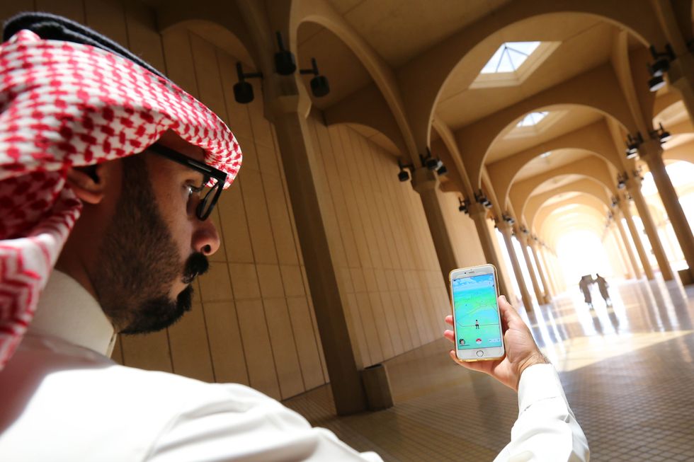 A Saudi person playing Pokemon Go