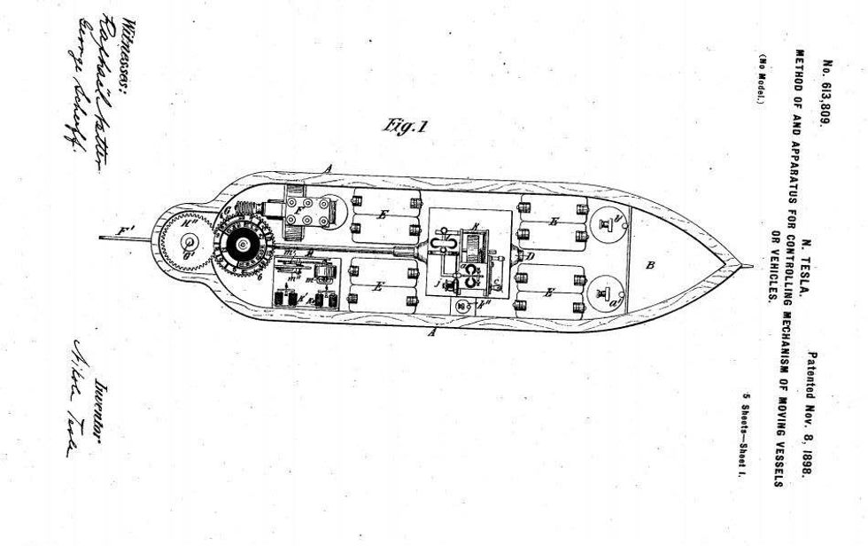 Nikola Tesla's patent for a drone.