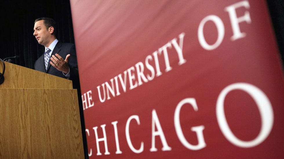 Republican National Committee Chairman Reince Priebus speaks to students at the University of Chicago. (Scott Olson/Getty Images)