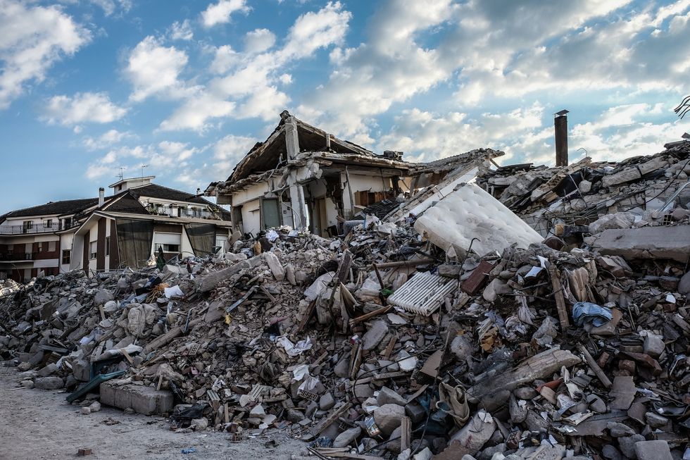 A general view of Amatrice on August 26, 2016. Central Italy was struck by a powerful, 6.2-magnitude earthquake in the early hours, which has killed nearly 300 people and devastated dozens of mountain villages. Photo by Vittorio Daniele/NurPhoto via Getty