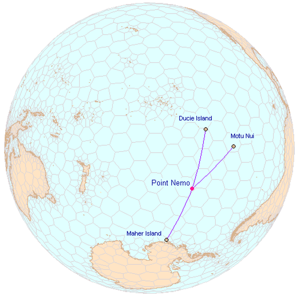 Удалить island. Полюс недоступности точка Немо. Точка Немо в тихом океане на карте. Точка в тихом океане наиболее удаленная от суши. Точка Немо в тихом океане на карте координаты.